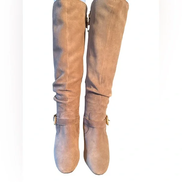 Lucca Lane NWOT Sz 5 Stunning Suede Tan Over the Knee Zippered Boots (SH 012) - Picture 3 of 10
